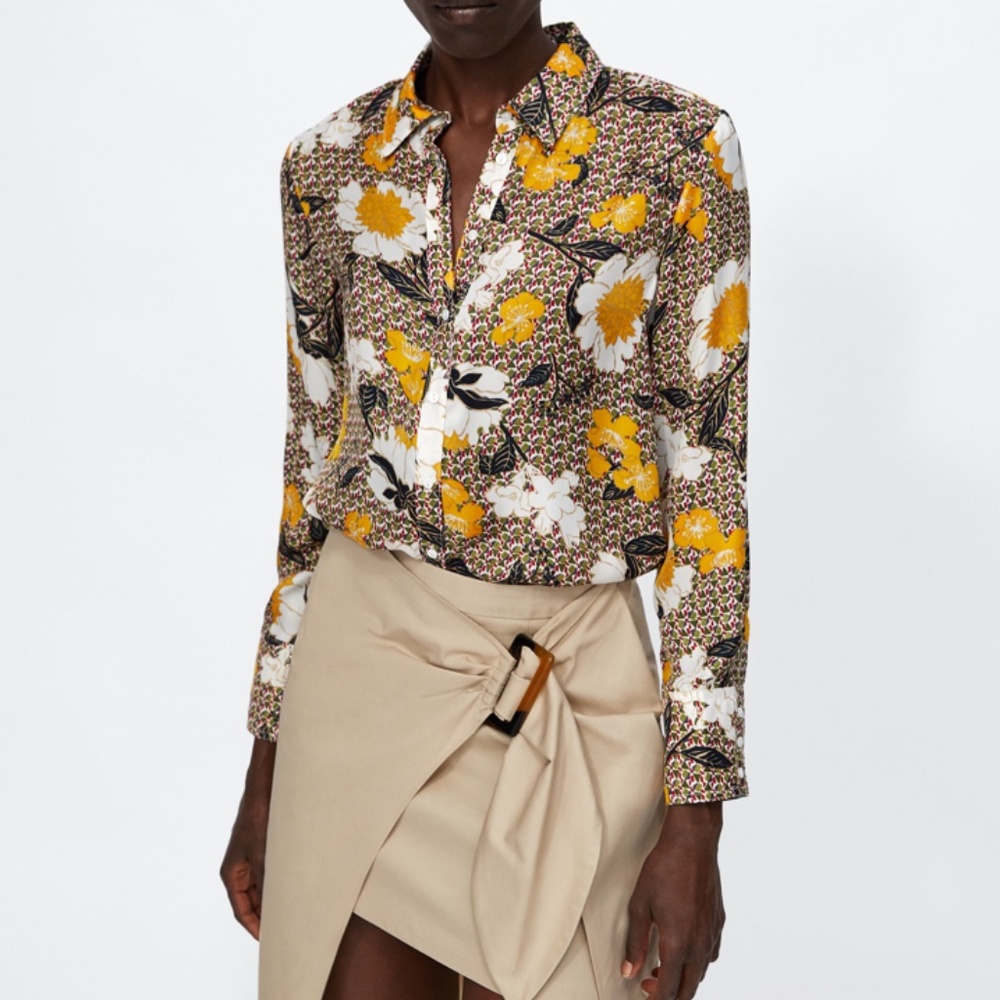 ZARA Printed Button Down Shirt with long sleeves
